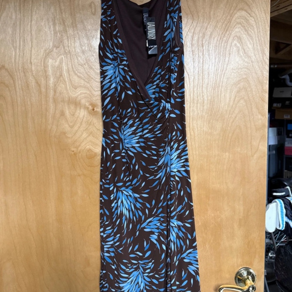 Laundry By Shelli Segal Blue and Brown Maxi Dress
